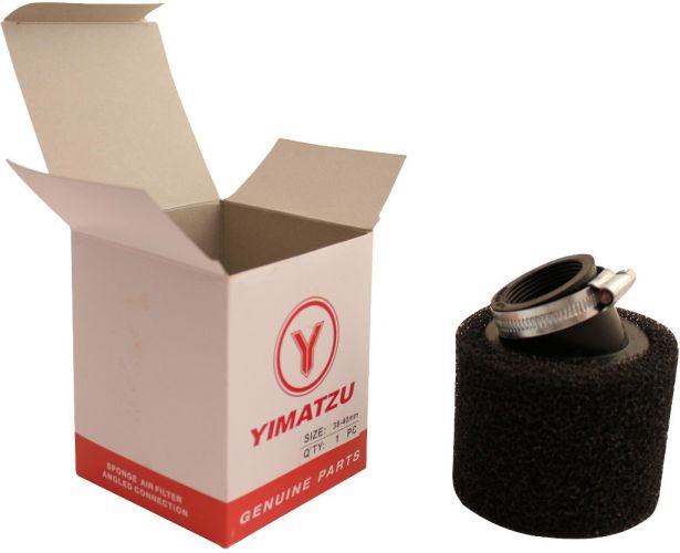 Air Filter - 38mm, Sponge, Angled, Yimatzu Brand, Black - 60A2380BK - PBC65F1