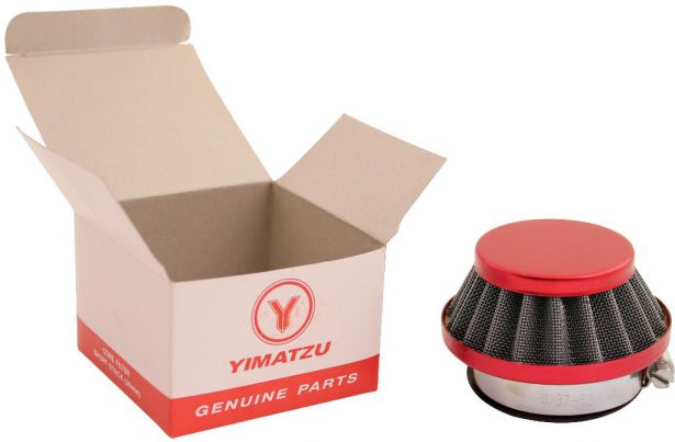 Air Filter - 44mm to 46mm, Conical, Small Stack (30MM), 2 Stroke, Yimatzu Brand, Red - 60P1170RD - PBC38F1