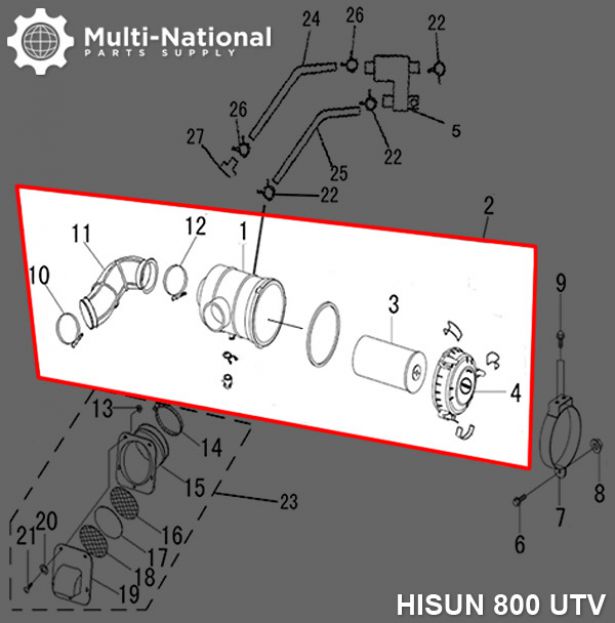 Air Filter Assembly - Air Cleaner Box, UTV, Hisun, 800cc - 60A4081 - PBC96F1