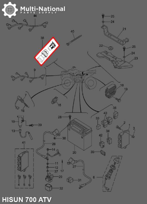 Auxiliary DC Plug - 12V, ATV/UTV, Hisun, 400-800cc - 10A7980 - PBC2309F1