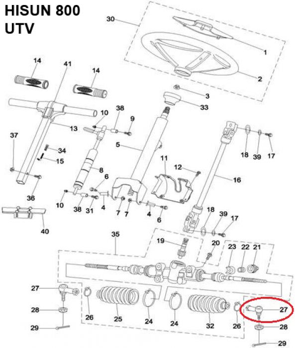 Ball Joint - UTV, Hisun, 400cc, 500cc, 700cc, 800cc - 70A6280 - PBC3298F1