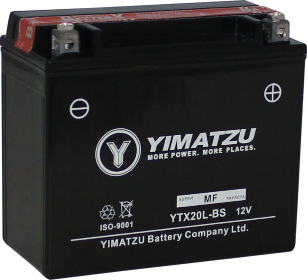 Battery - GTX20L-BS Yimatzu, AGM, Maintenance Free - BATMF1220LBS - PBC124EF1