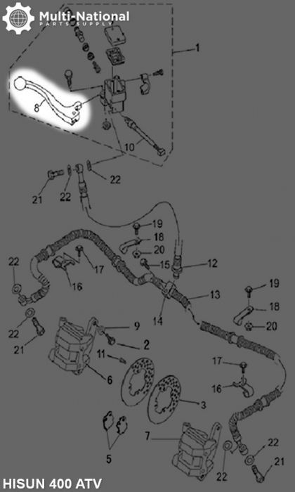 Brake Lever - Aluminum, Black, 400cc, 500cc, 700cc, 800cc Hisun - LVR3382BK - PBC2987F1