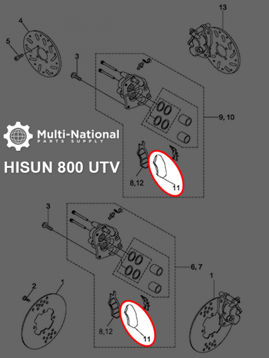 Brake Pads - 400cc to 800cc, ATV, Front Inner, Ceramic - 90A1280 - PBC793F1