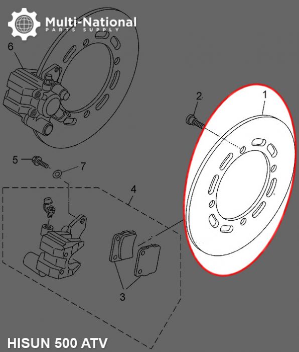 Brake Rotor - 4 Bolt 220mm 107mm Brake Disc, 500-700cc, Hisun - 90A2052 - PBC701F1