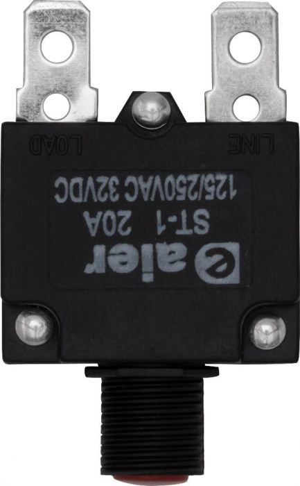 Circuit Breaker - Push Button, 20A, ST-1, 125/250VAC, 32VDC - 60A9520 - PBC2181F1