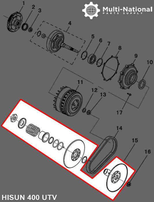 Clutch - CVT, Driver Pulley, Hisun, 400cc, ATV/UTV - 30A3940 - PBC1263F1