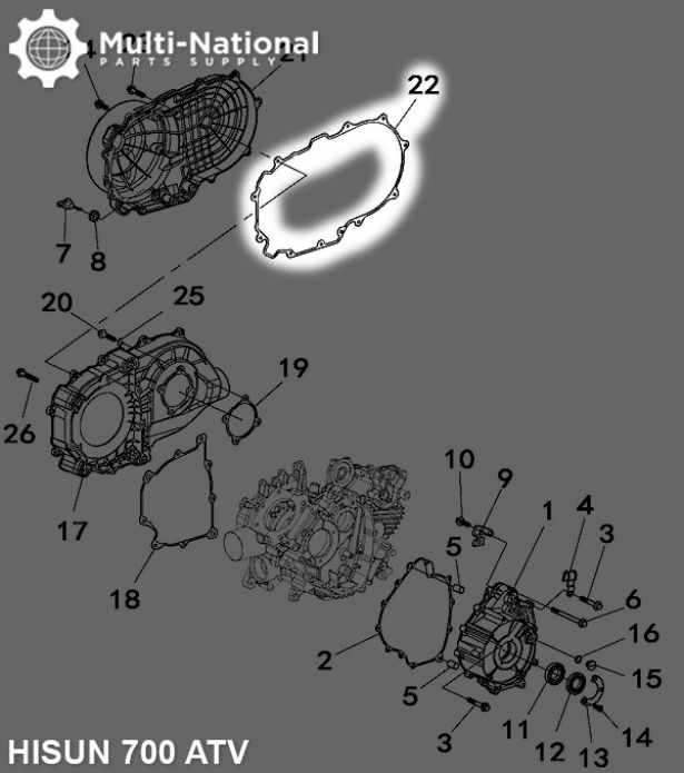 Clutch Cover Gasket - ATV, Hisun, 500-700cc - GSK0052 - PBC2669F1
