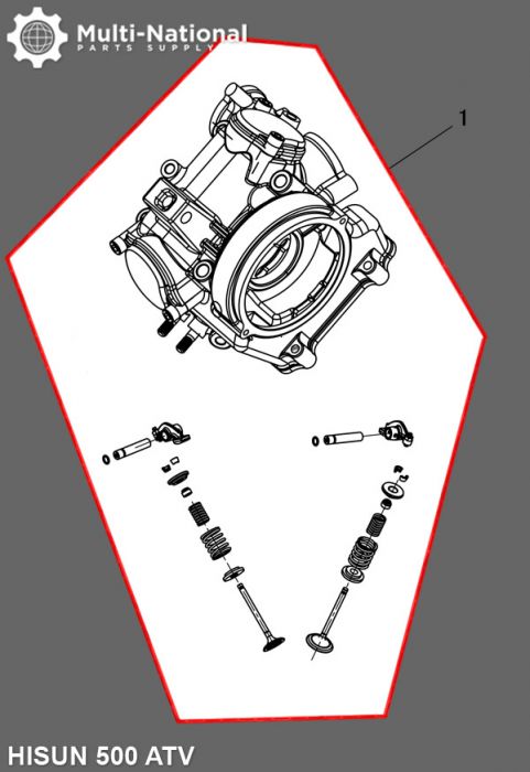 Cylinder Head Assembly - ATV, Hisun, 500cc - 20A8880 - PBC1664F1