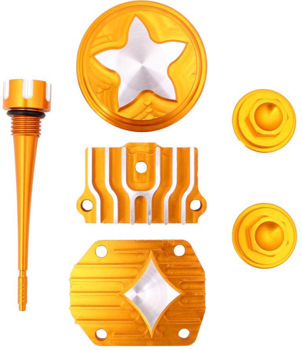 Cylinder Head Cover Set - 125cc, CNC, Performance, 6pc, Gold - 20A2610GD - PBC1648F1