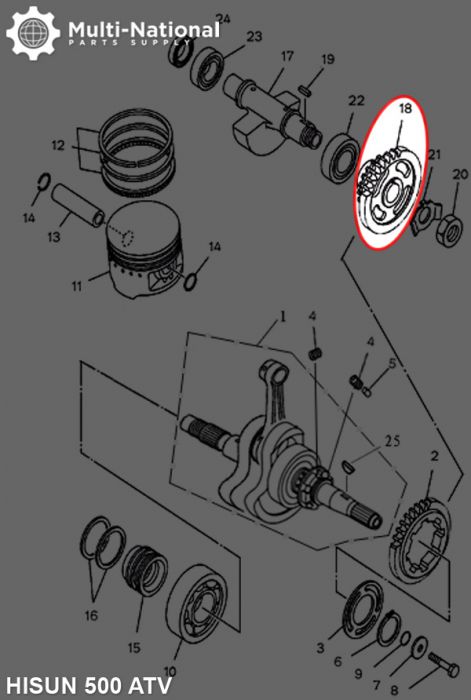 Driven Gear - Double Gear, 44T/31T, ATV, Hisun, 500-700cc - 20A7750 - PBC1721F1