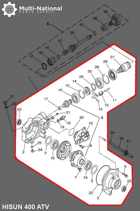 Front Differential - 400cc, Hisun, ATV - 70A4740 - PBC1592F1