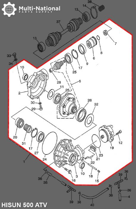 Front Differential - 500-700cc, Hisun, ATV - 70A4750 - PBC1641F1