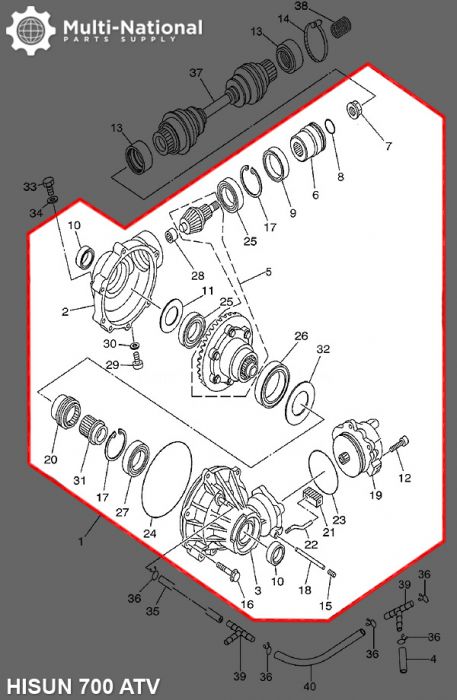 Front Differential - 500-700cc, Hisun, ATV - 70A4750 - PBC1641F1