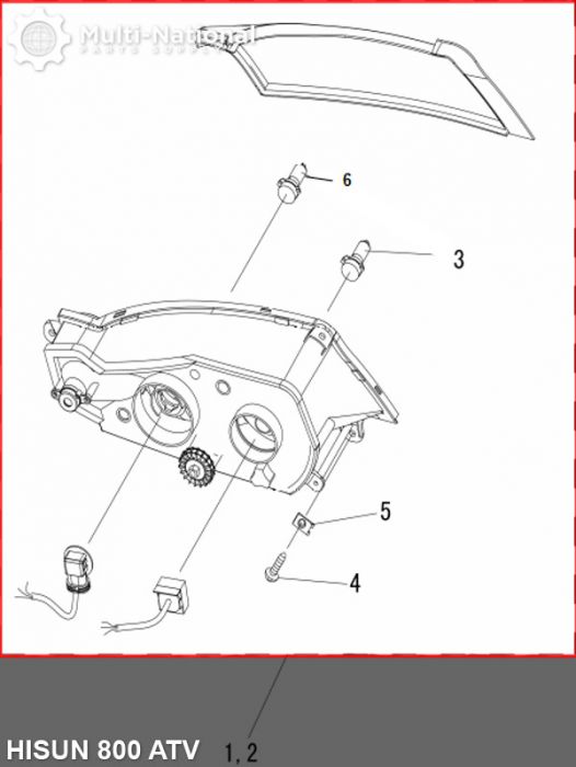 Front Light - 800cc, ATV, Hisun, Left - 70A7080 - PBC3105F1