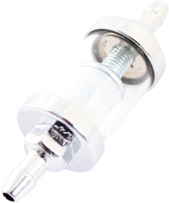 Fuel Filter - Aluminum, CNC, Transparent Fluid Window, Chrome Silver - 20A5250SV - PBC2582F1