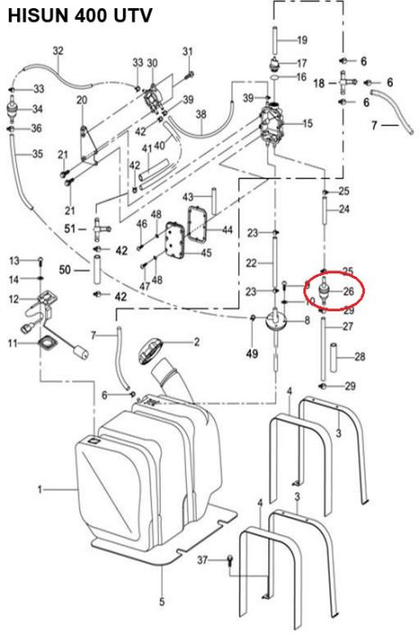 Fuel Filter - Plastic, 400cc, 500cc, 700cc, 800cc Hisun - 20A5234 - PBC2475F1