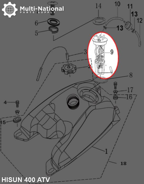 Fuel Pump - ATV, Hisun, 400-700cc - 30A4850 - PBC2543F1