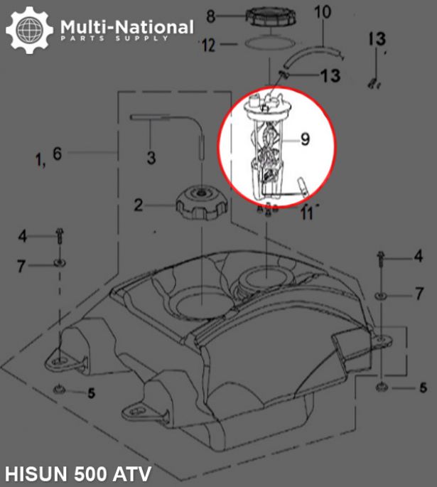 Fuel Pump - ATV, Hisun, 400-700cc - 30A4850 - PBC2543F1