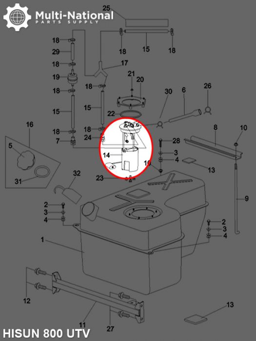 Fuel Pump - UTV, Hisun, 800cc - 30A4882 - PBC2499F1