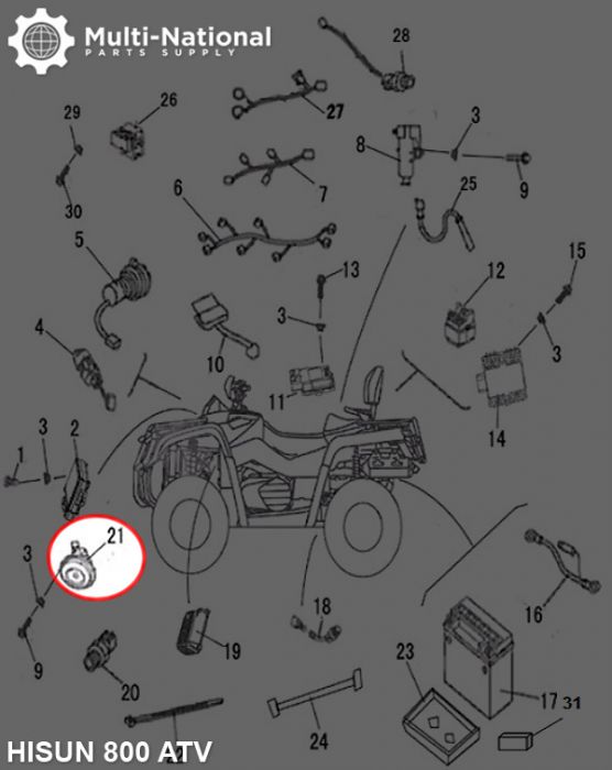 Horn - 800cc, ATV, Hisun - 10A6280 - PBC2330F1