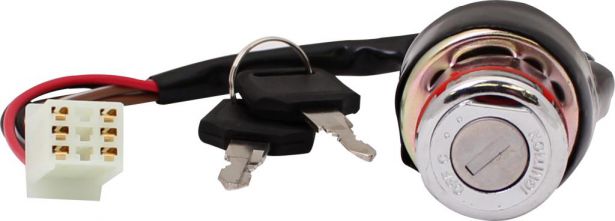 Ignition Key Switch - 6 pin (9 slot) Female, Metal - 10A4261 - PBC2030F1