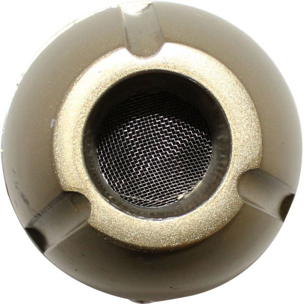Muffler - Performance CNC, With Mounting Bracket, Chrome and Gold - PBCMFL50F1