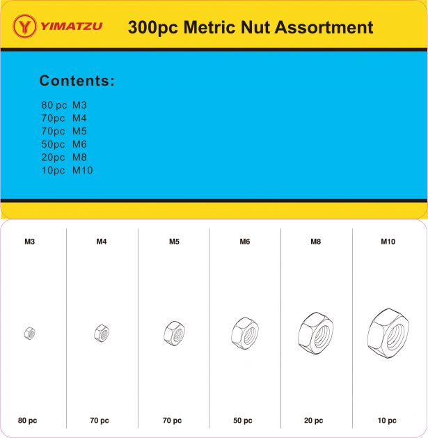 Nut Kit - Metric Nut Assortment (300pcs) - KIT5300 - PBC2859F1