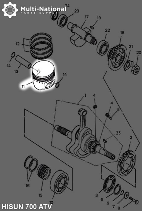 Piston - 102mm, ATV, Hisun, 700cc - 30A8570 - PBC1747F1