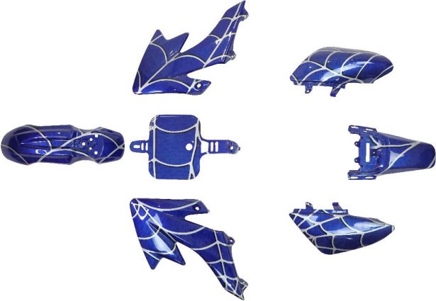 Plastic Set - 50cc to 150cc, Dirt Bike, Honda, CRF50, Blue Spider (7pcs) - 70D7120SB - PBC594F1