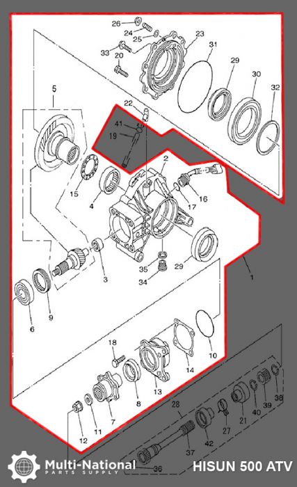 Rear Differential - 500-700cc, Hisun, ATV - 70A4850 - PBC1779F1