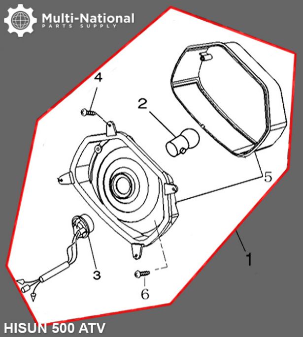 Rear Light - Hisun, 500-800cc, ATV - 70A7182 - PBC3124F1