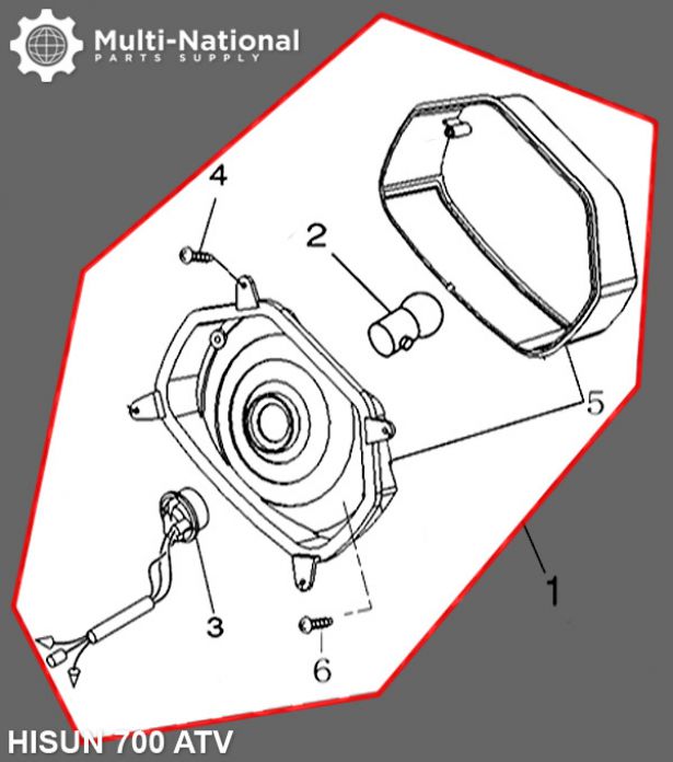 Rear Light - Hisun, 500-800cc, ATV - 70A7182 - PBC3124F1