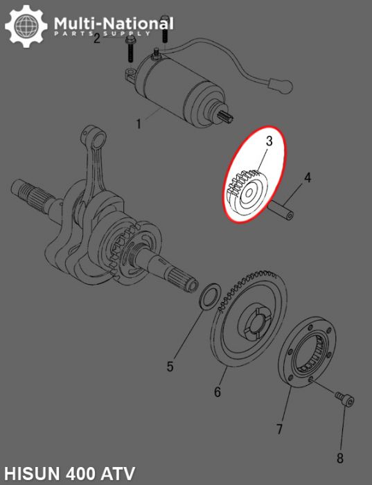 Starter Gear - Double Gear, 58T/19T, Hisun, 400cc, ATV/UTV - 20A6940 - PBC1638F1