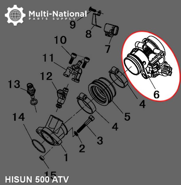 Throttle Body - ATV, Hisun, 500cc - 80A7050 - PBC1009F1