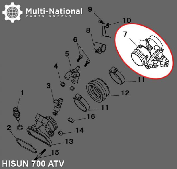 Throttle Body - ATV, Hisun, 700cc - 80A7070 - PBC1014F1
