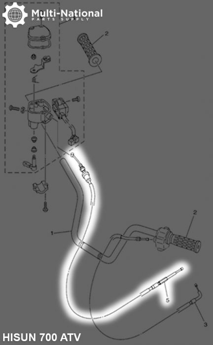Throttle Cable / Accelerator Cable - 124.2cm, 400cc, 500cc, 700cc, 800cc Hisun - CBL0551 - PBC942F1