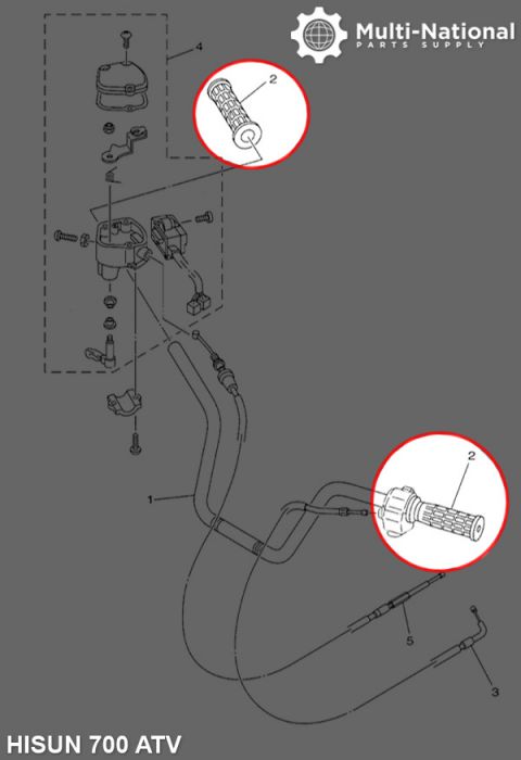 Throttle Grips - ATV, Hisun, 400-800cc (2pc) - 70D1882 - PBC2726F1