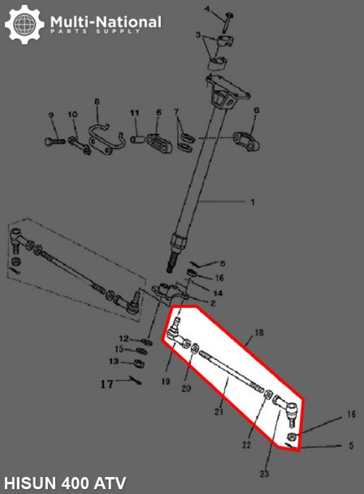 Tie Rod - ATV, Hisun, 400cc - 90A3442 - PBC3328F1
