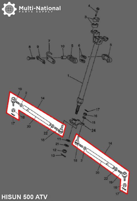 Tie Rod - ATV, Hisun, 500-700cc - 90A3450 - PBC3294F1