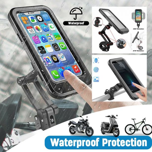 Touchscreen_Cell_Phone_Mount_ _Universal_Fit_Black_Waterproof_360_Degree_Quick_Release_1