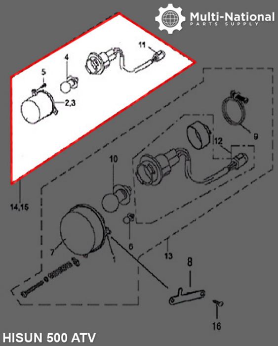 Turn Signal Light - Front, Left , ATV, Hisun, 500-700cc - 70A7451 - PBC3148F1