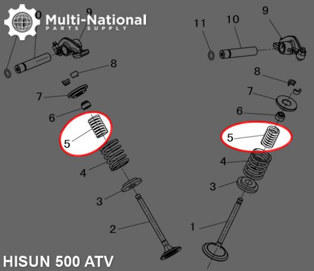 Valve Spring - Inner, ATV/UTV, Hisun, 400-500cc - 20A2140 - PBC1534F1