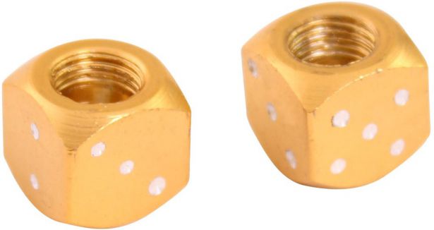 Valve Stem Caps - Gold Dice - 40A9020GD - PBC3491F1