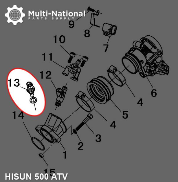 Water Temperature Sensor - Hisun, 400-800cc, ATV/UTV - 20A7440 - PBC1462F1