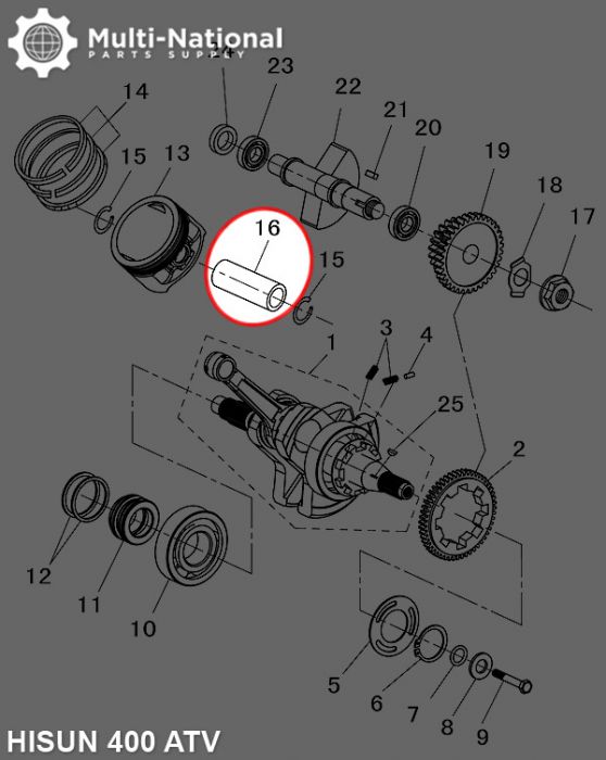 Wrist Pin - Hisun, 400-500cc, ATV/UTV - 30A8642 - PBC1512F1