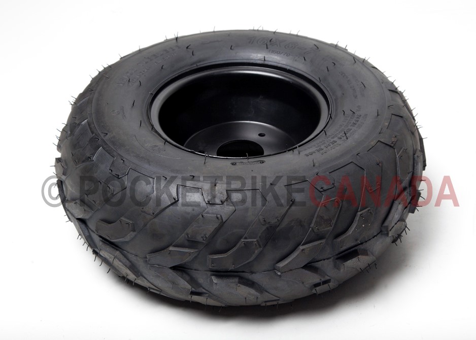 16x8-7 (160/70-7) Tubeless FY-001-05 Tire & 3 Hole Black Rim for ATV - G1040010-2