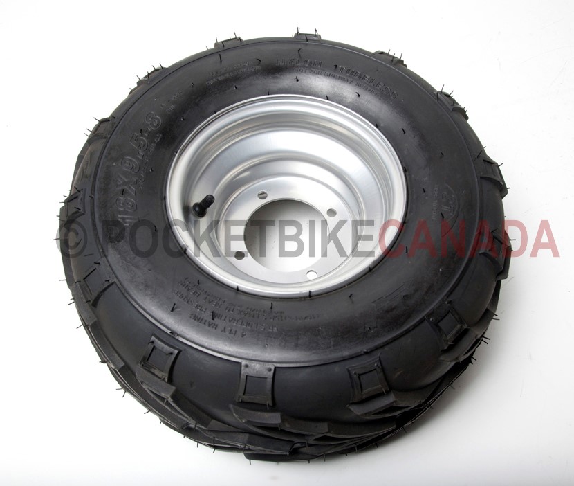 18x9.5-8 (210/65-8) Tubeless 4 Ply Rated Tire & Silver 4 Hole Rim 6.5 for ATV - G1070007-3