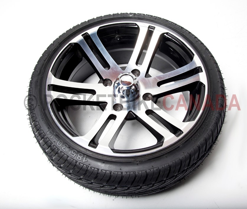 185/30-14 Huajian Tubeless 4 Ply Rated Tire & Black/Silver 14x6 for ATV - TXX FRONT-2