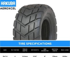 Tire - Hakuba AeroXcel On-Road/Off-Road, 19x7-8, 4 Ply - 40A1978H-2 - PBC4293EF1